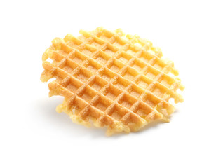 Delicious waffle for breakfast on white background