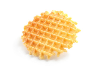 Delicious waffle for breakfast on white background