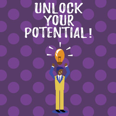 Word writing text Unlock Your Potential. Business concept for Reveal talent Sow Skills Abilities