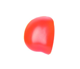 Cut red cherry tomato on white background