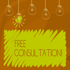 Conceptual hand writing showing Free Consultation. Business photo showcasing asking someone expert about confusion inquiry Get advice