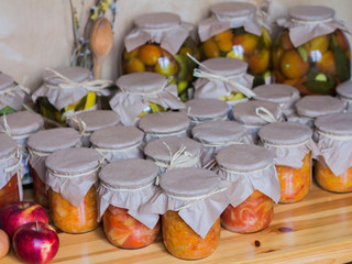 homemade apricot jam in glass jars