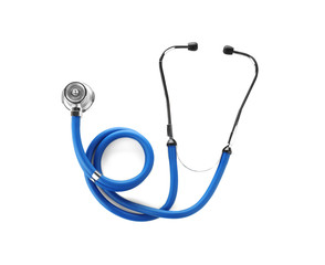 Modern stethoscope on white background. Medical device