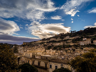 Fototapeta na wymiar View of the beautiful Old Town of Modica, Sicily (Italy)