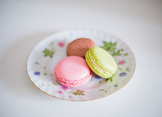 colorful macaroons on plate