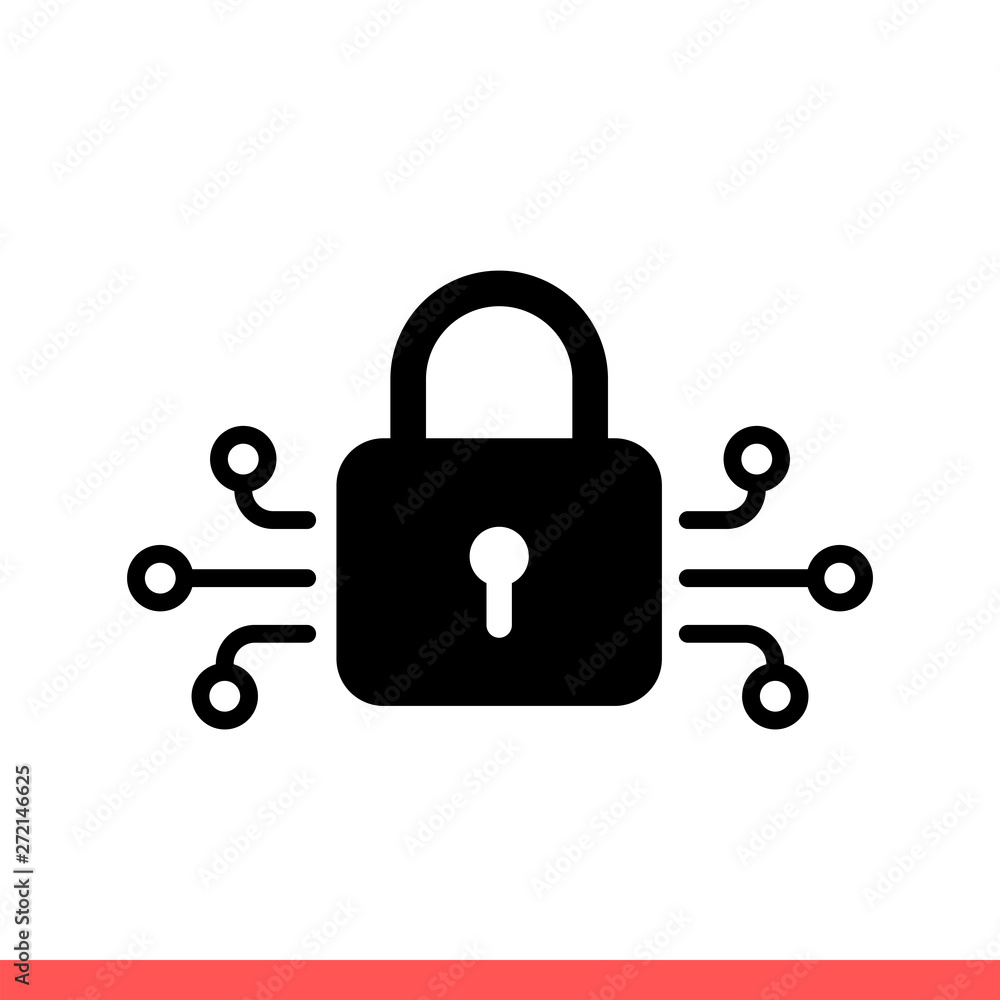Poster cyber security vector icon, safety system. simple, flat design isolated on white background for web 
