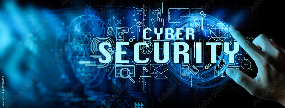 Aufkleber business hand working with data protection cyber security privacy business internet technology ui.