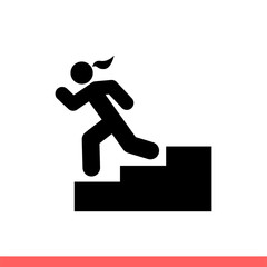 Stairs run vector icon, down symbol. Simple, flat design isolated on white background for web or mobile app