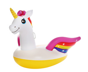 Funny inflatable unicorn ring isolated on white © New Africa