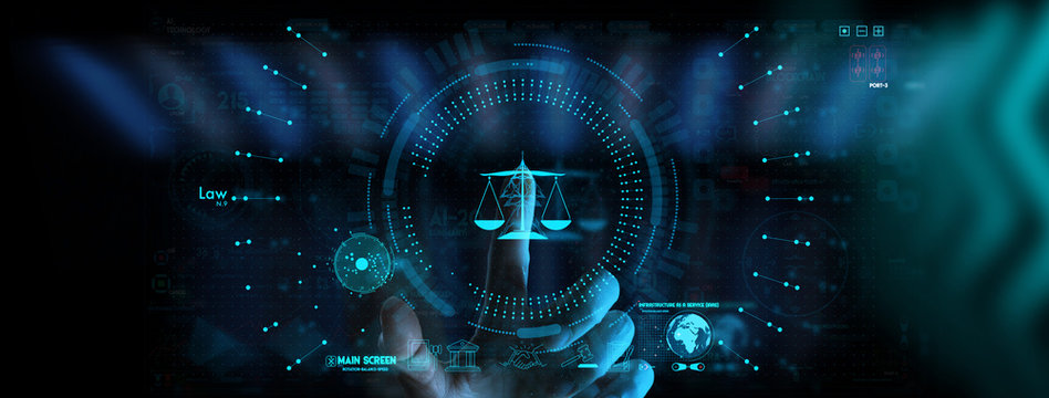 Legal advice technology service concept with business hand working with modern Ui computer.