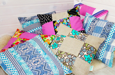 set of colorful pillows