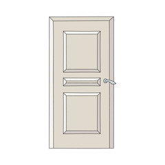 Front or inner house door vector illustration isolated on white background.