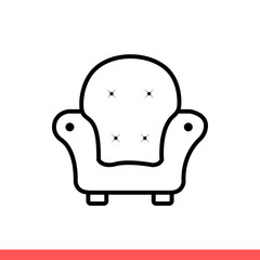 Armchair vector icon, furniture. Simple, flat design isolated on white background for web or mobile app