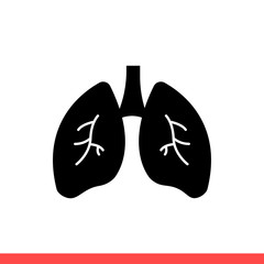 Lung vector icon, organ. Simple, flat design isolated on white background for web or mobile app