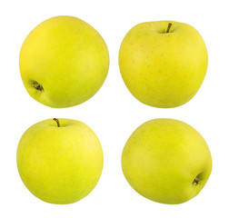 Fresh yellow apple isolated on white background with clipping path