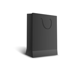 Black shopping bag - isolated retail merchandise package blank mock up