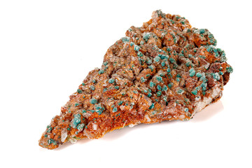 Macro stone mineral Wulfenite on a white background