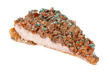 Macro stone mineral Wulfenite on a white background