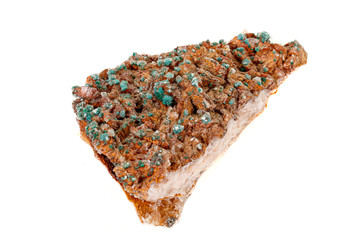 Macro stone mineral Wulfenite on a white background