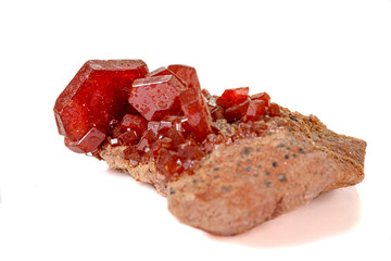 Macro Vanadinite mineral stone on white background