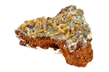 Macro stone Mimetite mineral on white background