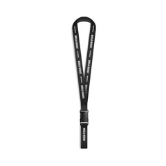 Black lanyard or neck cord for badge 3d vector mockup illustration isolated.