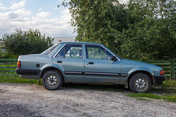 Turiysk, Ukraine - June 30th, 2018: The car is parked in the yard. Ford orion