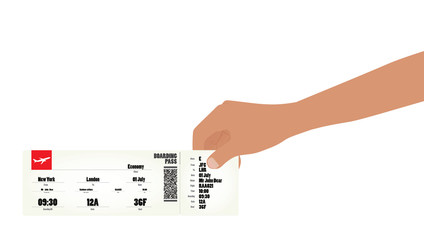 Hand holding airplane tickets. vector illustration © marijaobradovic
