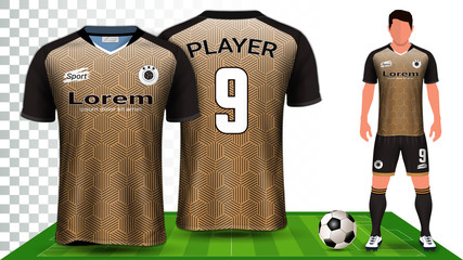 Soccer Jersey, Sport Shirt or Football Kit Uniform Presentation Mockup Template, Front and Back View Including Shorts and Socks and it is Fully Customization Isolated on Transparent Background.