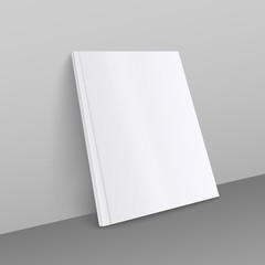 Blank white magazine realistic mockup, A4 format thick brochure or thin book with empty front page