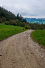 Fototapeta na wymiar simple countryside dirt road in spring