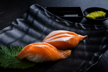 Japanese food menu,sushi Salmon Toro
