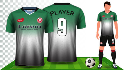 Soccer Jersey, Sport Shirt or Football Kit Uniform Presentation Mockup Template, Front and Back View Including Shorts and Socks and it is Fully Customization Isolated on Transparent Background.