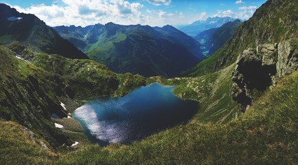 A lake view in Austrian mountains - Alps.