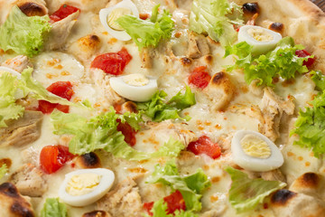 Restaurant pizzeria menu with delicious taste pizza Caesar 