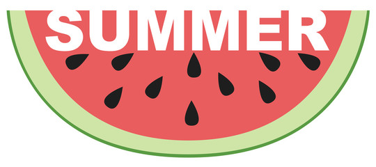text summer cut out of watermelon. Vector illustration on the isolated background.
