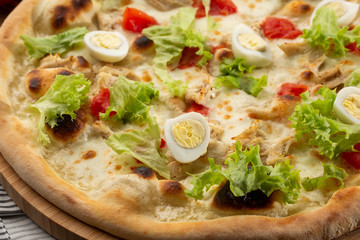 Restaurant pizzeria menu with delicious taste pizza Caesar 