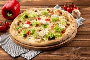 Restaurant pizzeria menu with delicious taste pizza Caesar 
