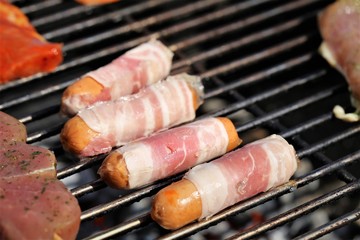 sausages on grill