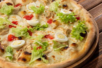 Restaurant pizzeria menu with delicious taste pizza Caesar 