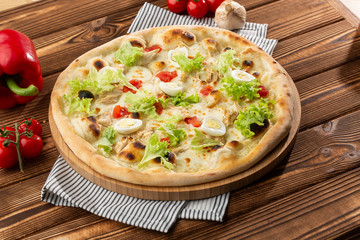 Restaurant pizzeria menu with delicious taste pizza Caesar 