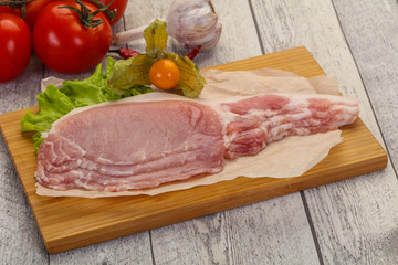 Raw pork bacon