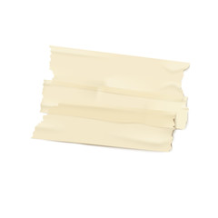 Yellow masking duct tape strips sticking on top of each other, layers of sticky adhesive pieces with realistic used old paper texture