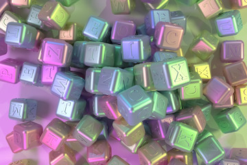 Bunch of ABC character symbol or sign. For graphic design or background, typography. 3D render.