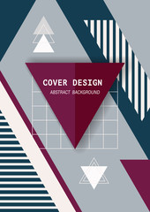 Fototapeta premium Cover template design with geometric memphis modern style(A1).