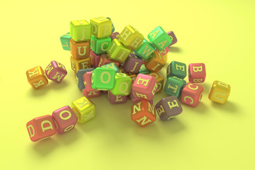 Obraz premium Illustrations of typography, bunch of ABC character, symbol or sign for graphic design or wallpapers. 3D render.