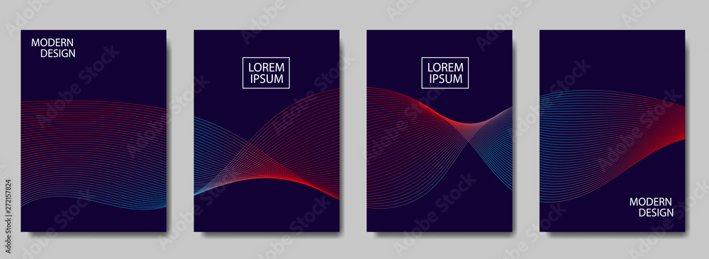 Aufkleber colorful halftone lines wave cover of page layouts design. modern design cover with halftone gradien