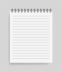 Realistic notebook in mockup style. Blank notepad with spiral. Template of empty  notepad with lines. vector eps10