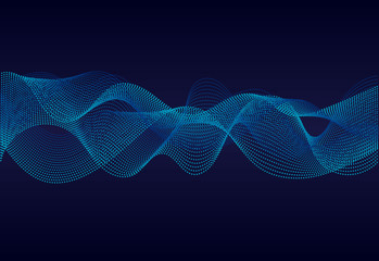 Abstract  wavy lines  surface on dark blue background. Soundwave of lines. Modern digital frequency  equalizer on abstract background. vector eps10