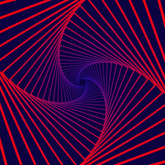 Naklejka premium Colorful rotating geometric gradient squares. Geometric abstract optical illusion on dark blue background. vector eps10